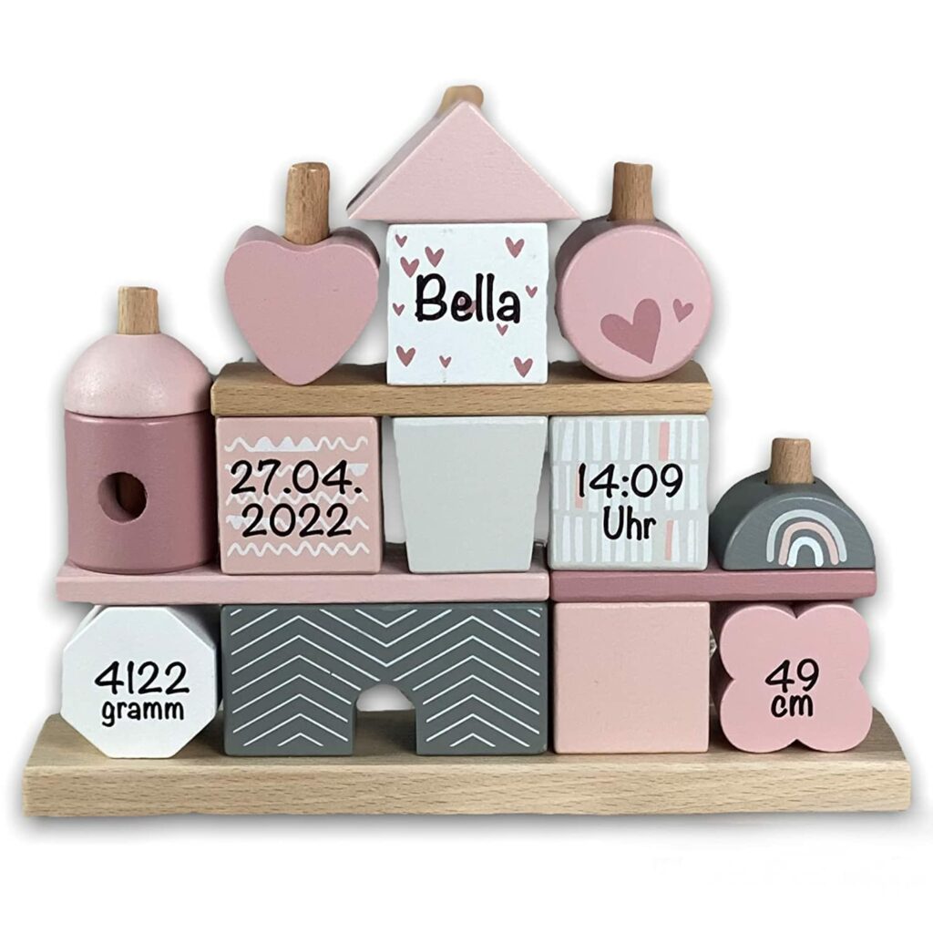 Steckspiel Haus personalisiert mit Geburtsdaten von BellasTraum